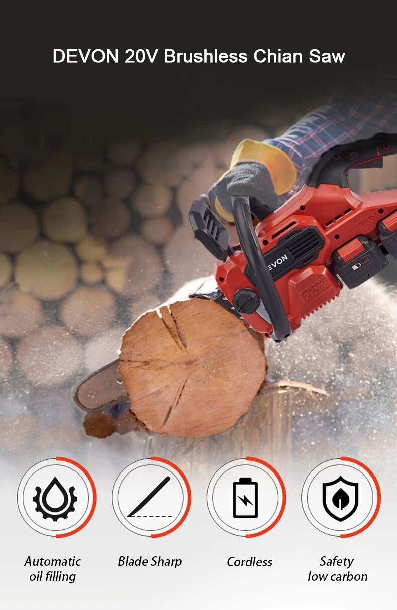 DEVON 20V×2 Lithium-ion Brushless Chainsaw 4556-Li-40