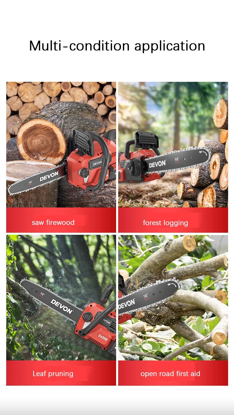 DEVON 20V×2 Lithium-ion Brushless Chainsaw 4556-Li-40