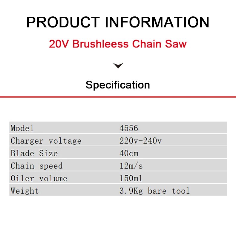 DEVON 20V×2 Lithium-ion Brushless Chainsaw 4556-Li-40