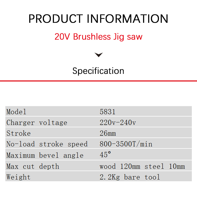 DEVON 20V Lithium-ion Brushless Jig Saw 5831-Li-20E