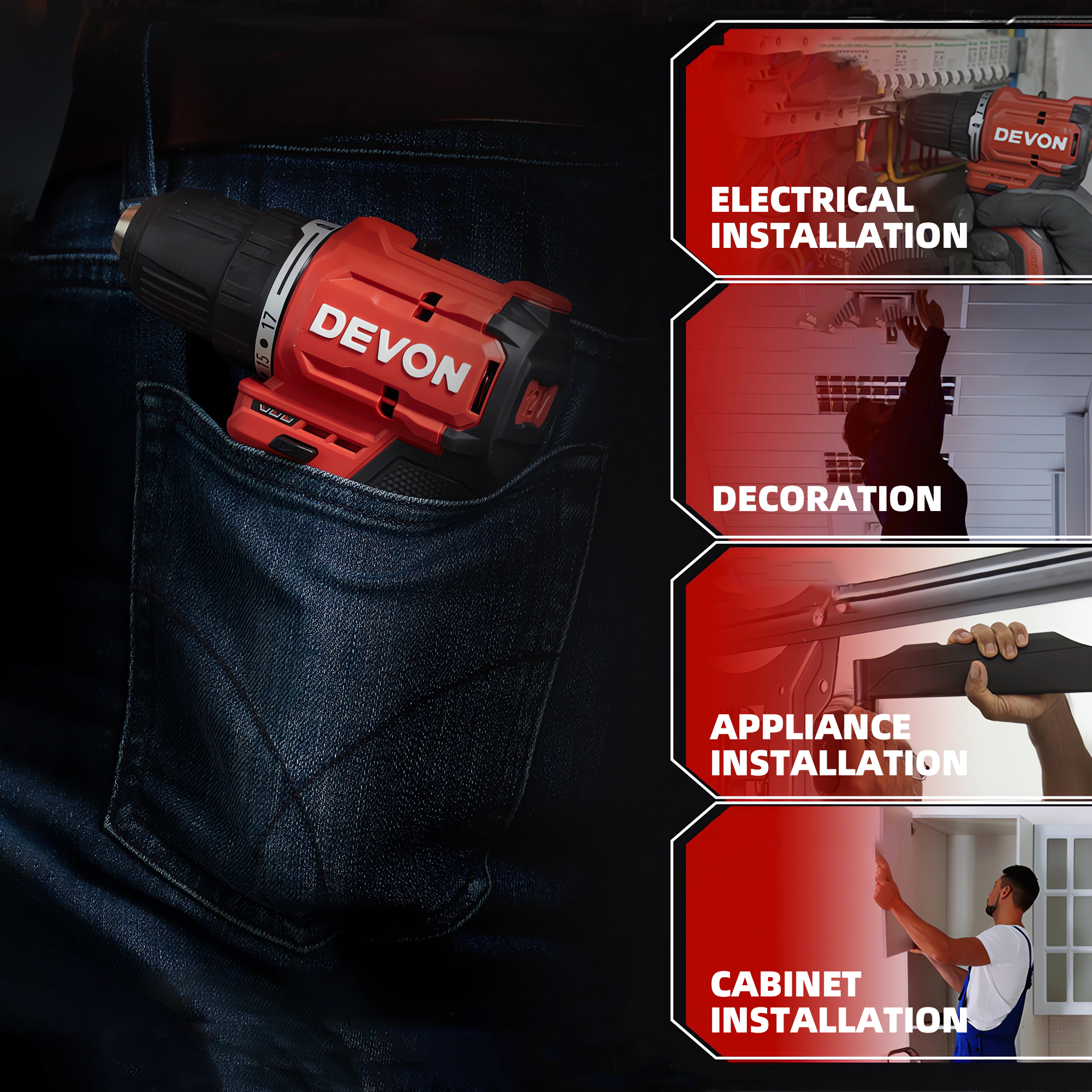 DEVON Cordless Electric Drill 5208 Multifuctional Screwdriver 