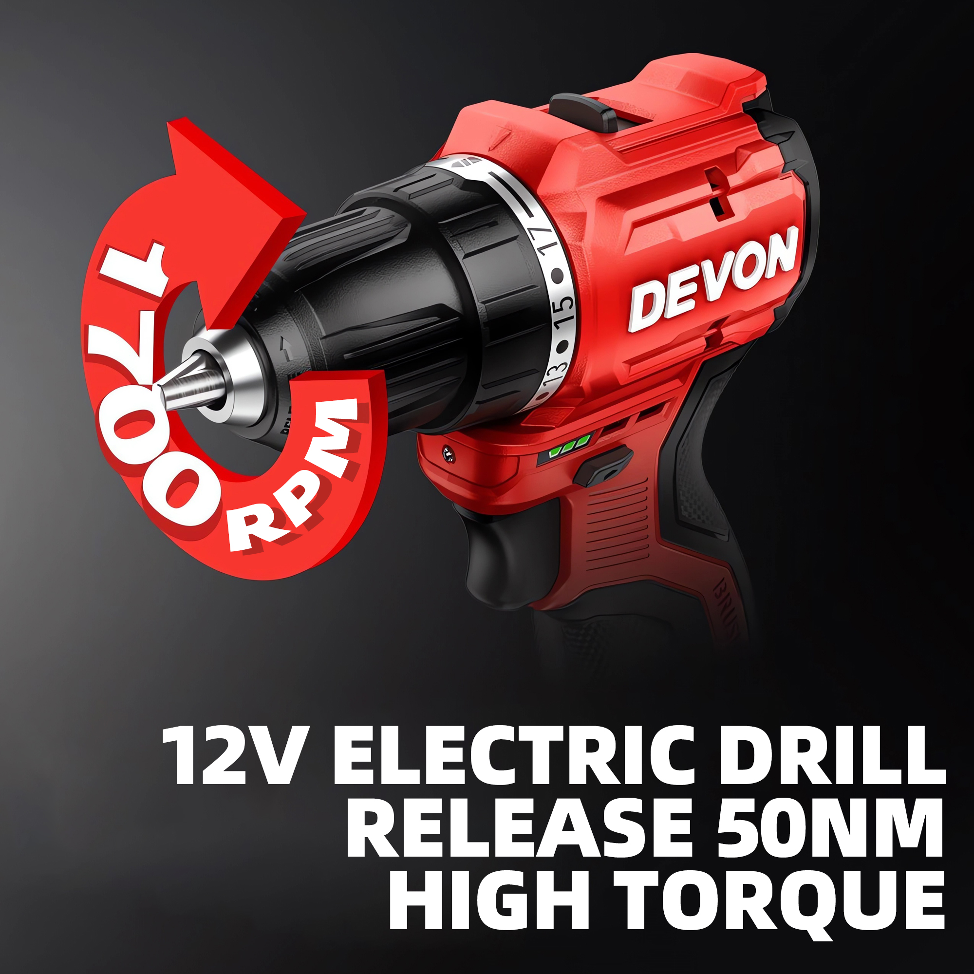 DEVON Cordless Electric Drill 5208 Multifuctional Screwdriver 