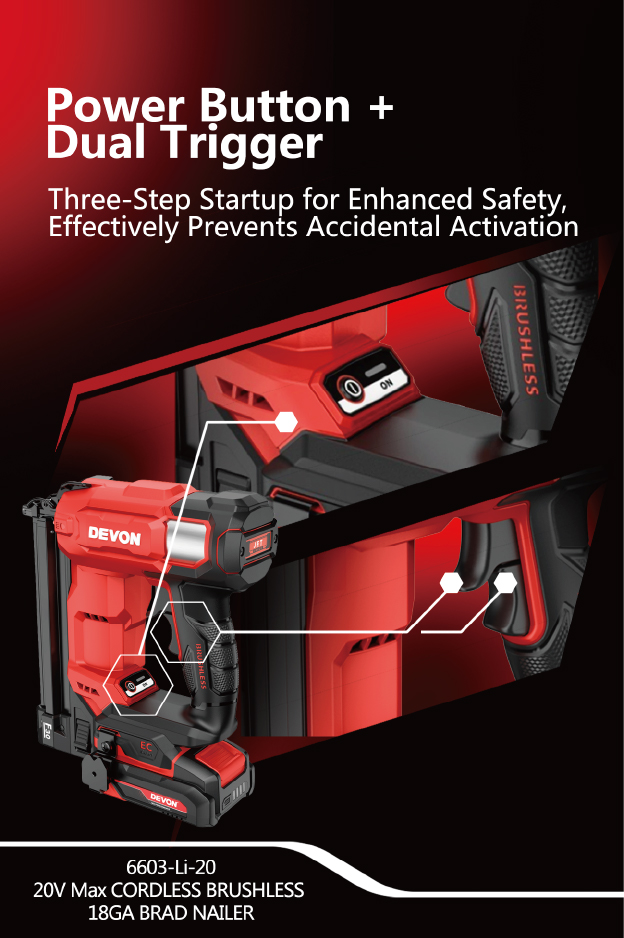 DEVON 6603-Li-20 20V Cordless F30 Brad Nailer Singapore with Lithium-Ion Battery