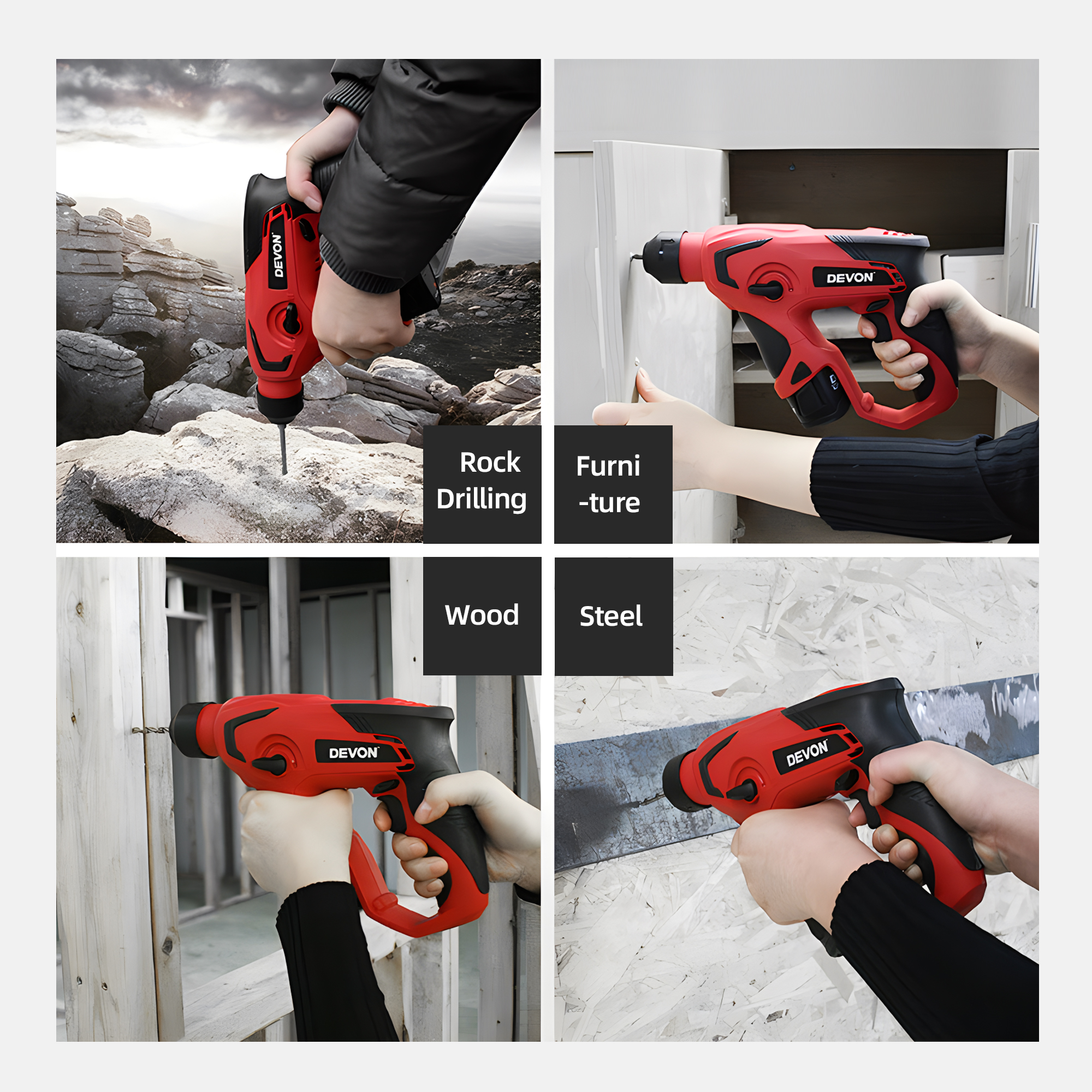 DEVON Rotary Hammer 1702-Li-12-10RE 12V Cordless Lithium-Ion