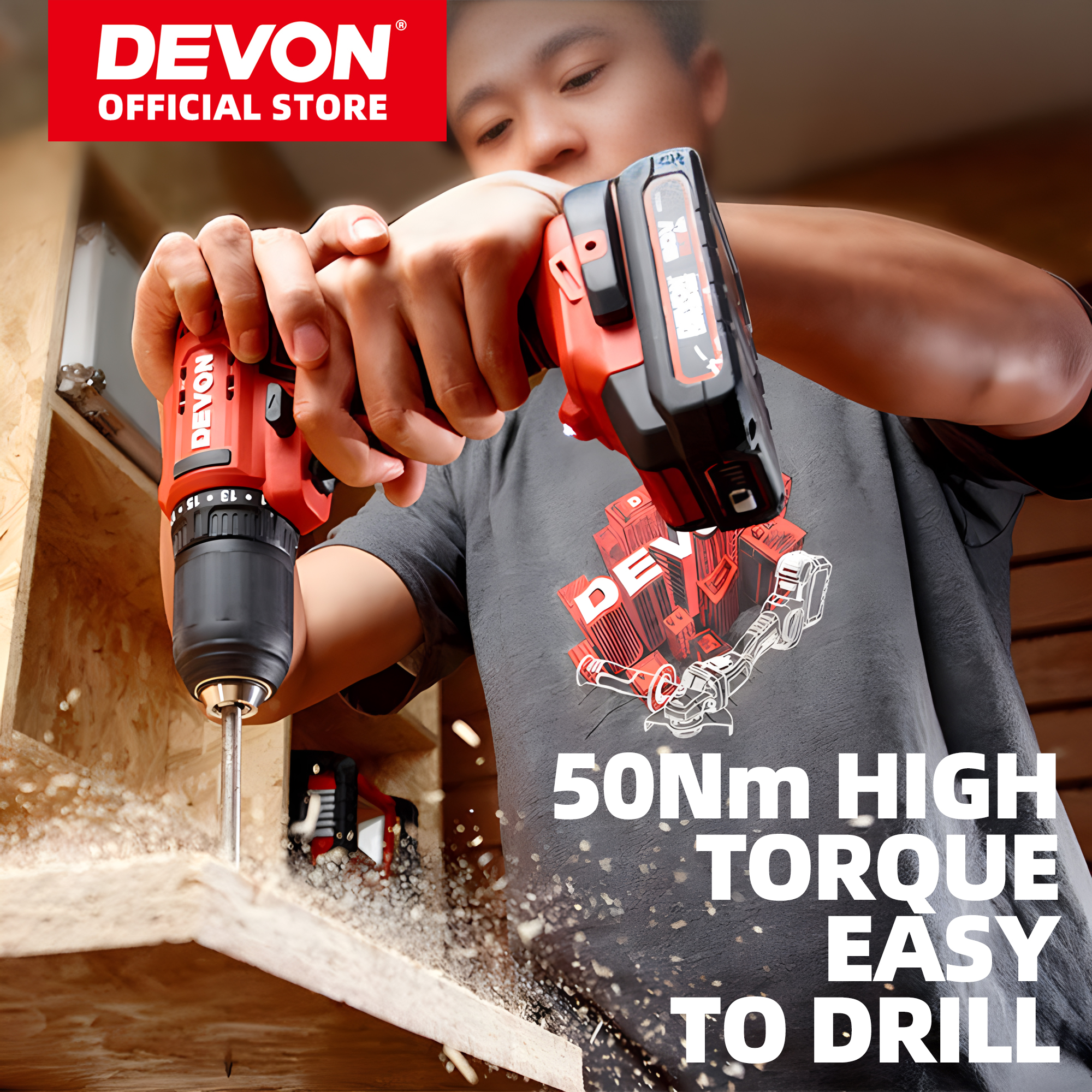 DEVON Driver Drill 5298 Cordless Lithium-ion 20V 