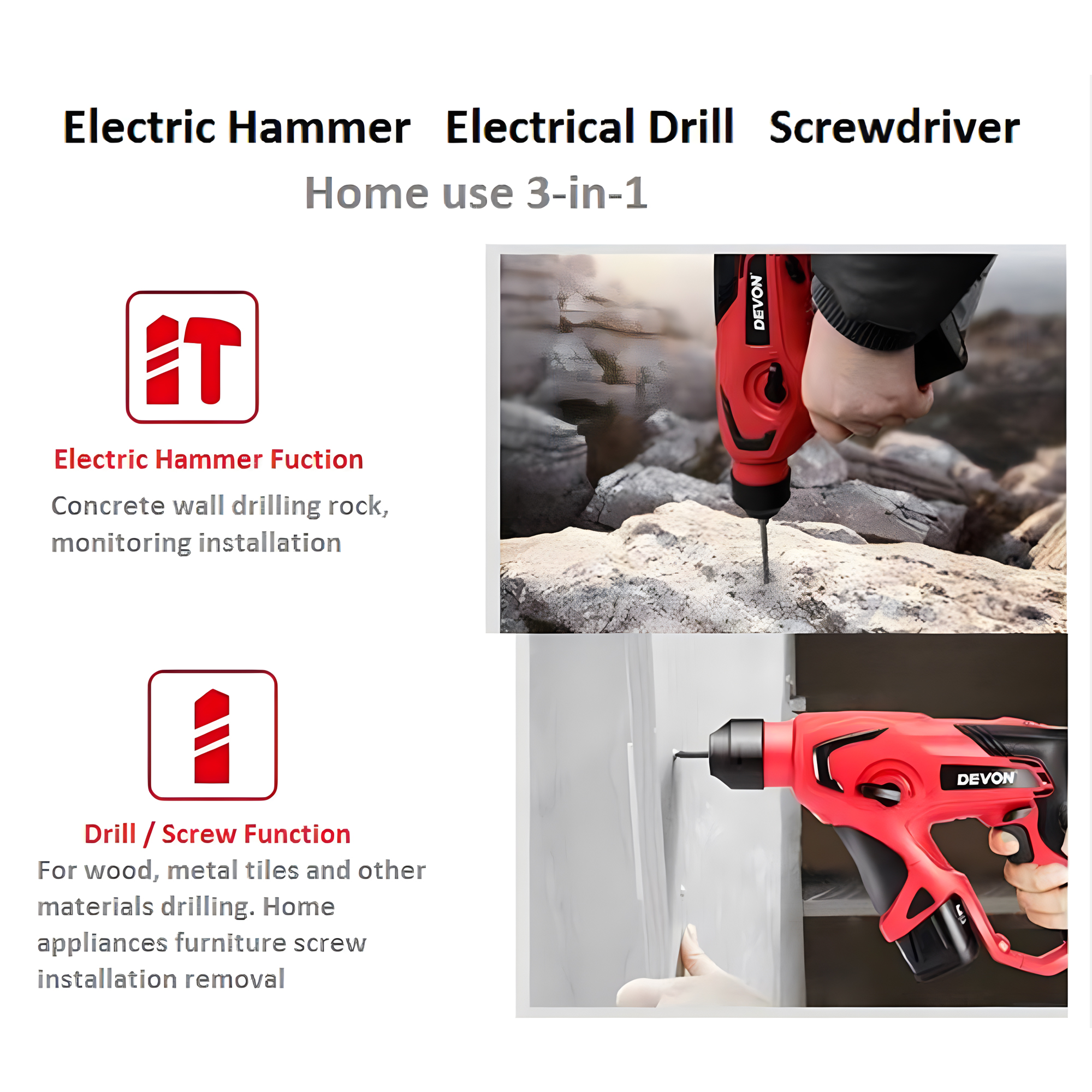 DEVON Rotary Hammer 1702-Li-12-10RE 12V Cordless Lithium-Ion