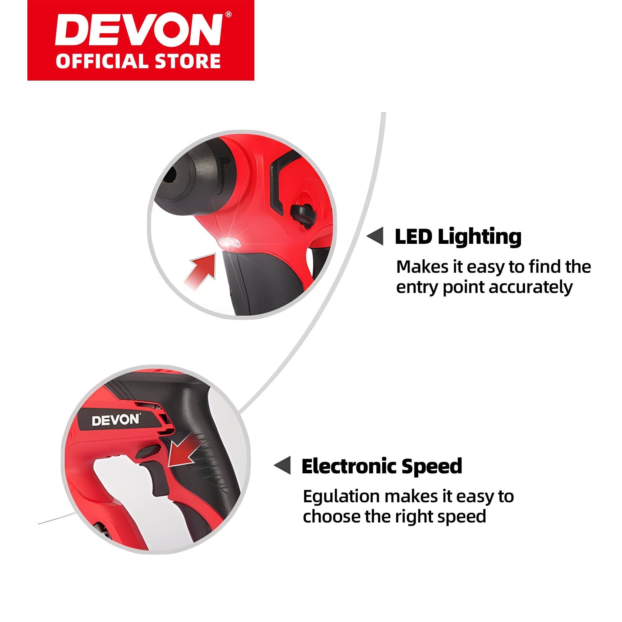 DEVON Rotary Hammer 1702-Li-12-10RE 12V Cordless Lithium-Ion