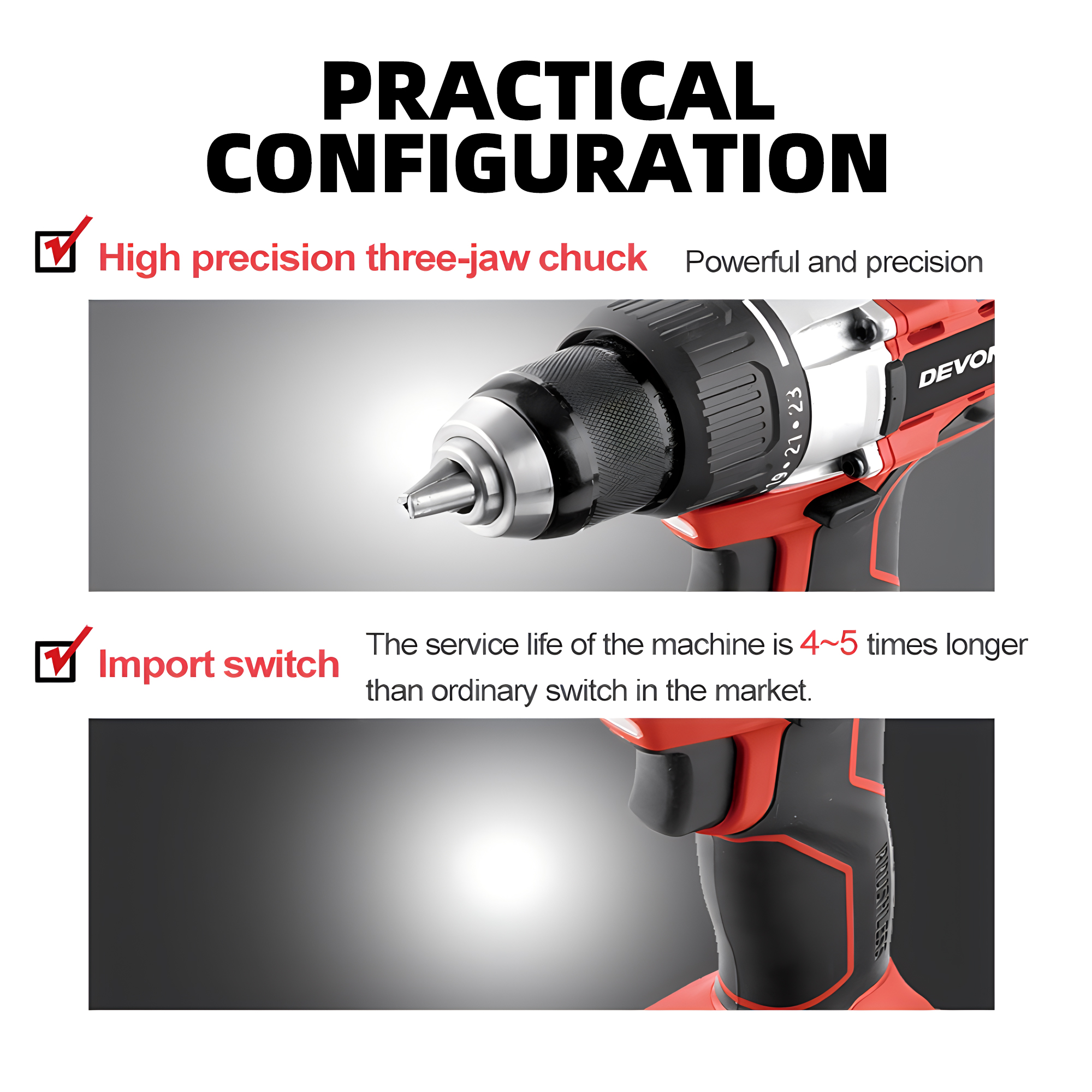 DEVON Drill Driver Cordless Lithium-ion Brushless 20v 5282-Li-20TS