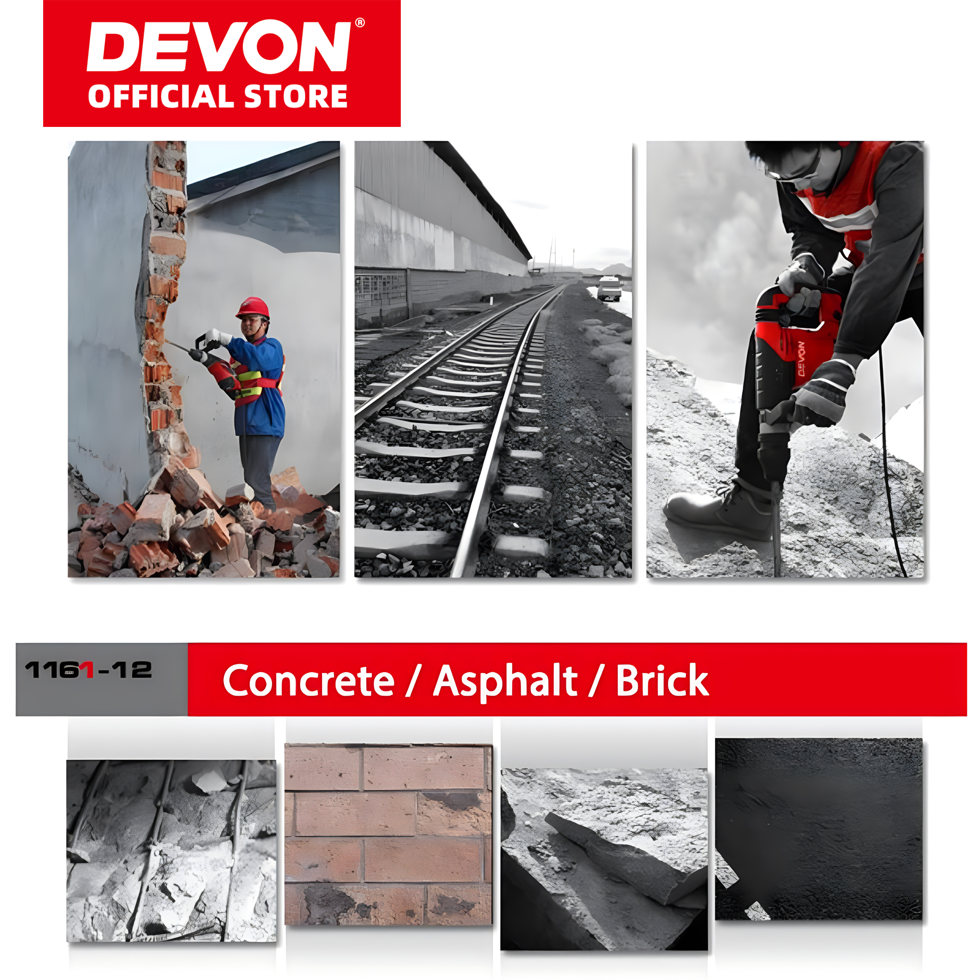 DEVON 1161-12 Demolition Hammer (5KG) with SDS Max