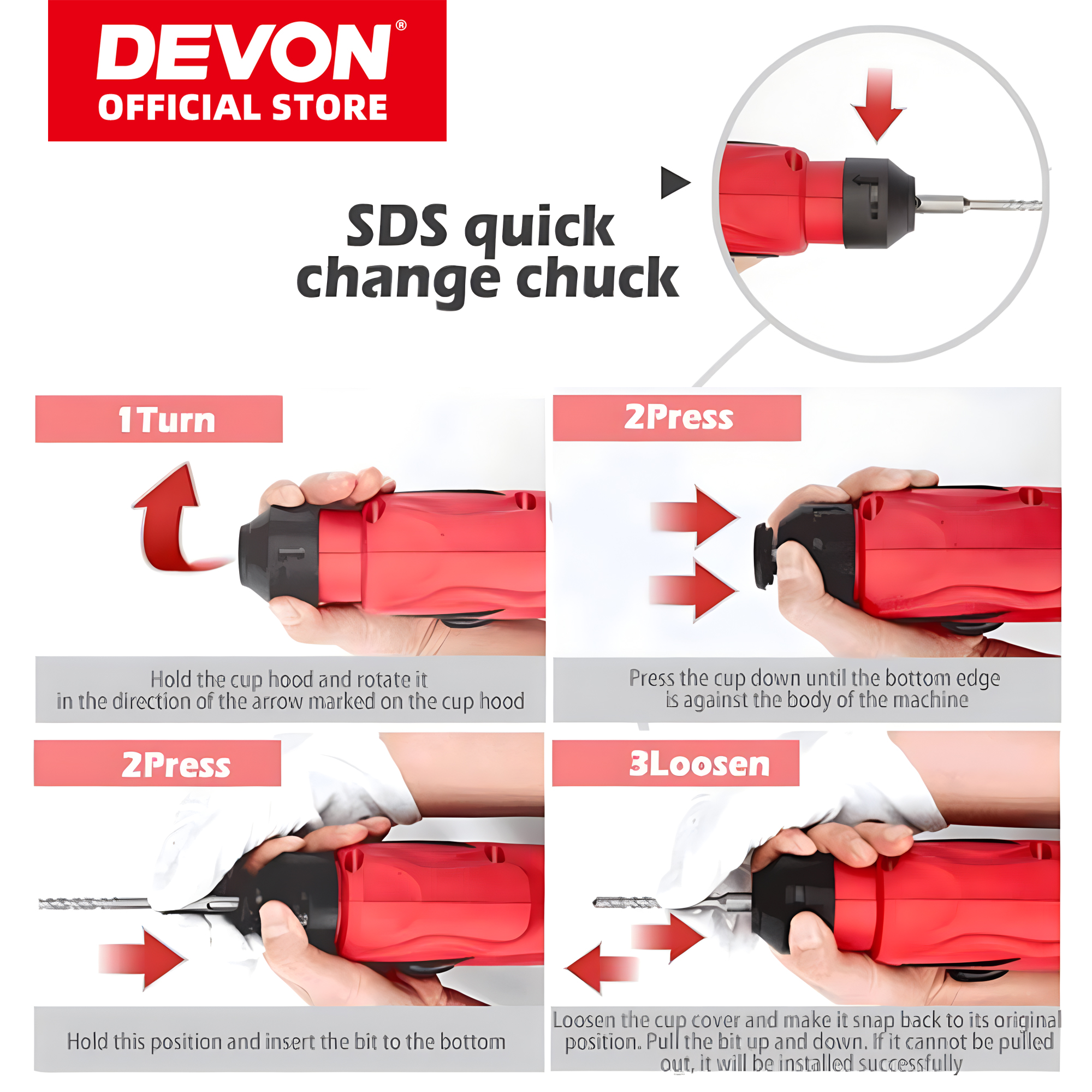DEVON Rotary Hammer 1702-Li-12-10RE 12V Cordless Lithium-Ion