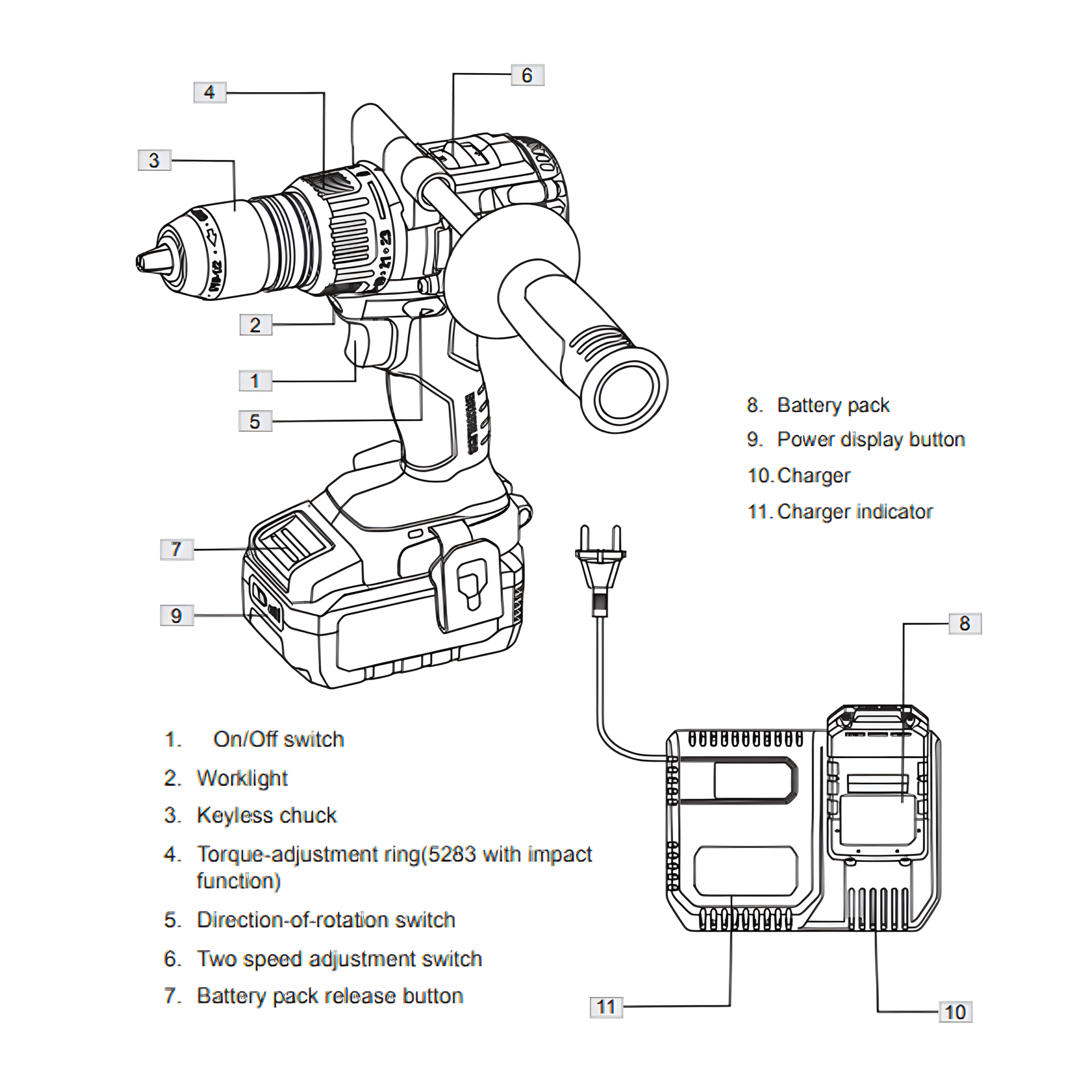 DEVON Drill Driver Cordless Lithium-ion Brushless 20v 5282-Li-20TS
