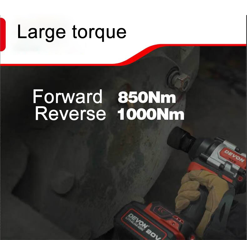 Devon 5759 Heavy Duty Cordless Impact Wrench Brushless 20v 850Nm Torque Adjustable 2400rpm 2700ipm Auto Stop Share Flex Battery