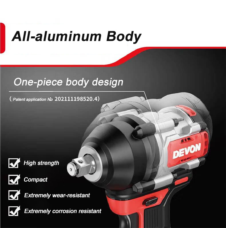 Devon 5759 Heavy Duty Cordless Impact Wrench Brushless 20v 850Nm Torque Adjustable 2400rpm 2700ipm Auto Stop Share Flex Battery