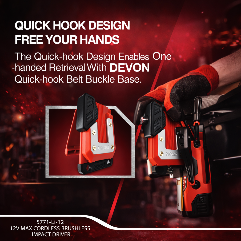 DEVON 5771-LI-12 Angle Impact Screwdriver | 12V Brushless Right Angle Impact Driver