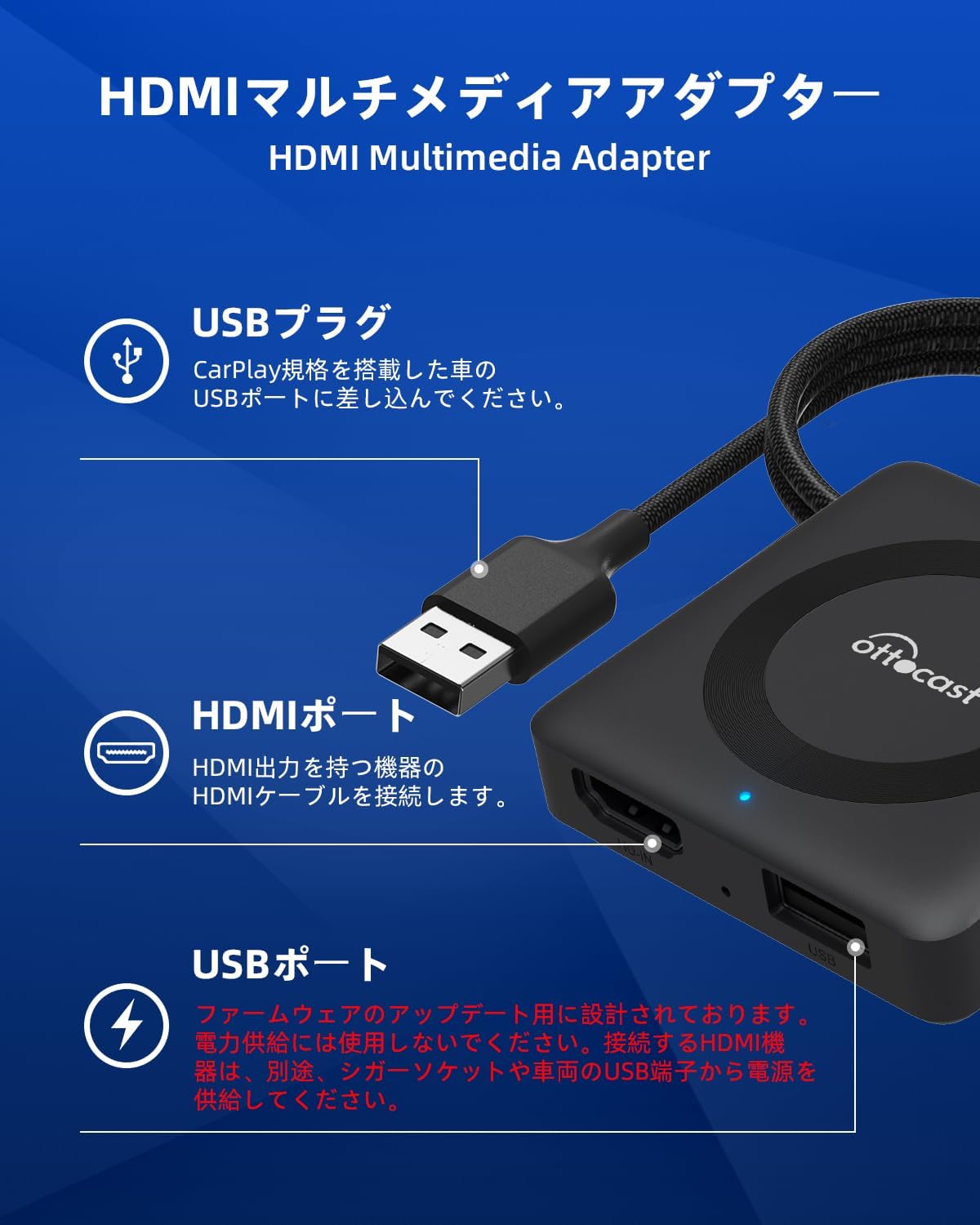 新品3in1 CarPlay いたかっ AI BOX カーテレビメイト HDMI