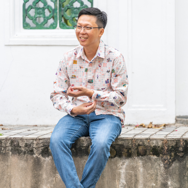 SG60 THREADS OF SINGAPORE COLLECTION - TEAL LONG SLEEVE MEN'S SHIRT