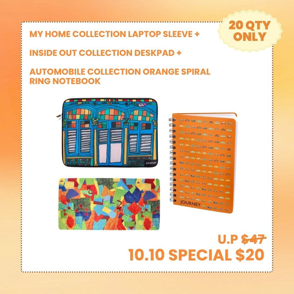 [10.10 FLASH DEAL] MY HOME COLLECTION LAPTOP SLEEVE + INSIDE OUT COLLECTION DESKPAD + AUTOMOBILE COLLECTION ORANGE SPIRAL RING NOTEBOOK