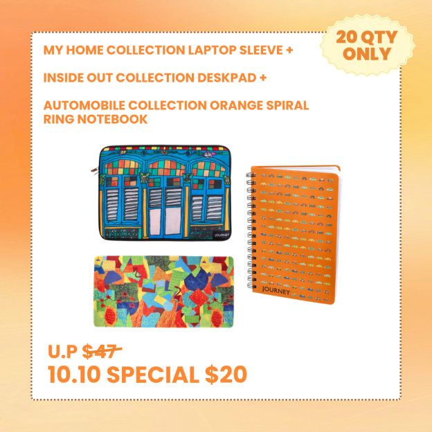 [10.10 FLASH SALE] MY HOME COLLECTION LAPTOP SLEEVE + INSIDE OUT COLLECTION DESKPAD + AUTOMOBILE COLLECTION ORANGE SPIRAL RING NOTEBOOK