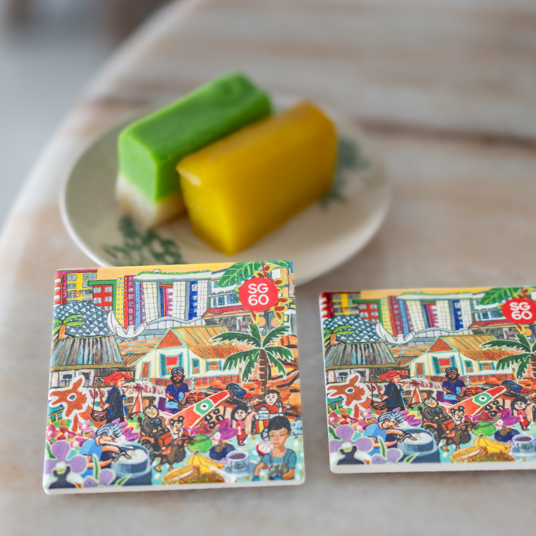 THREADS OF SINGAPORE COLLECTION -   CERAMIC COASTER (SET OF TWO)