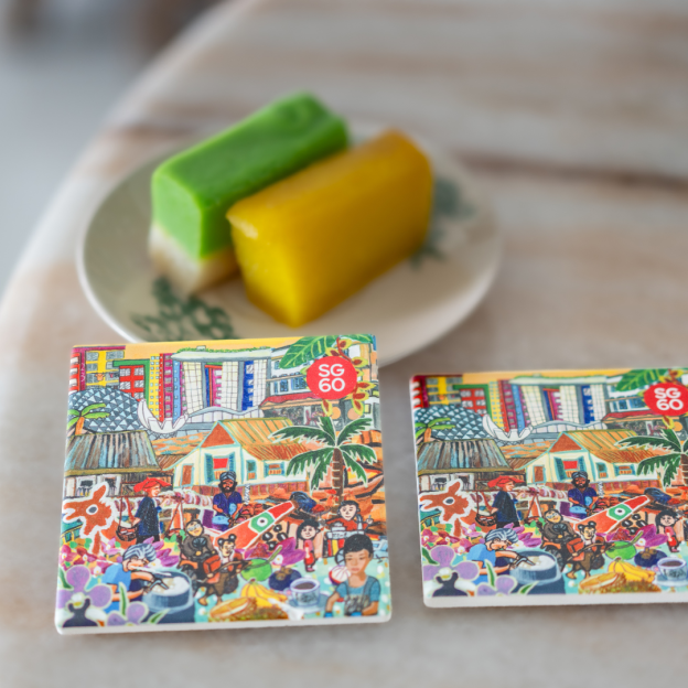 THREADS OF SINGAPORE COLLECTION -   CERAMIC COASTER (SET OF TWO)