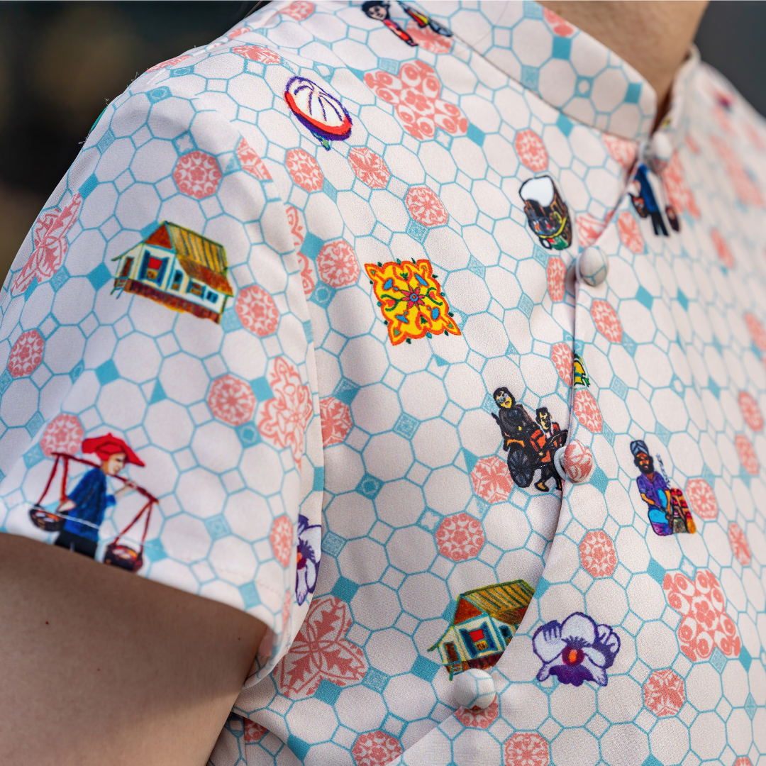 SG60 THREADS OF SINGAPORE COLLECTION - TEAL CHEONGSAM DRESS