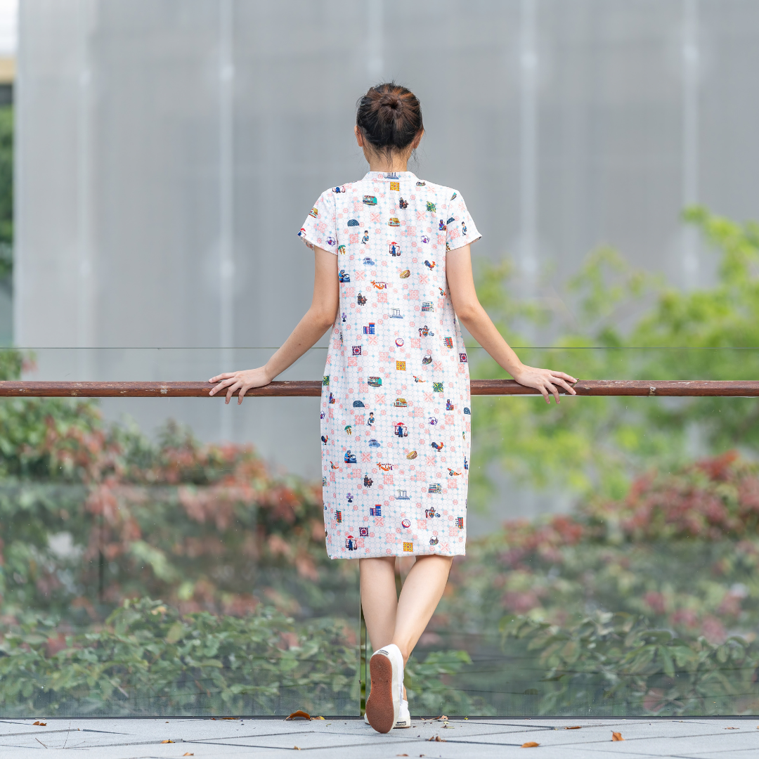 SG60 THREADS OF SINGAPORE COLLECTION - TEAL CHEONGSAM DRESS