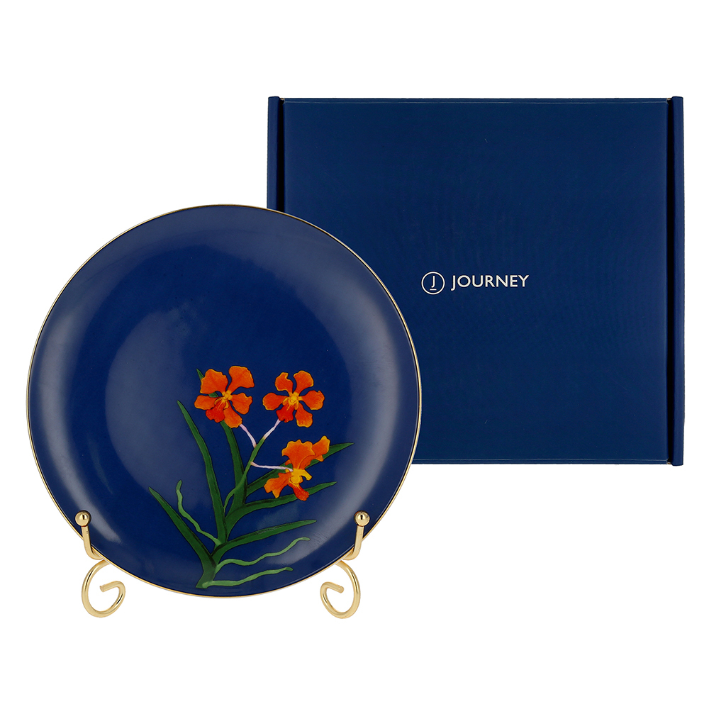 PAPILIONANDA ORCHID ROYAL BLUE - BONE CHINA PLATE