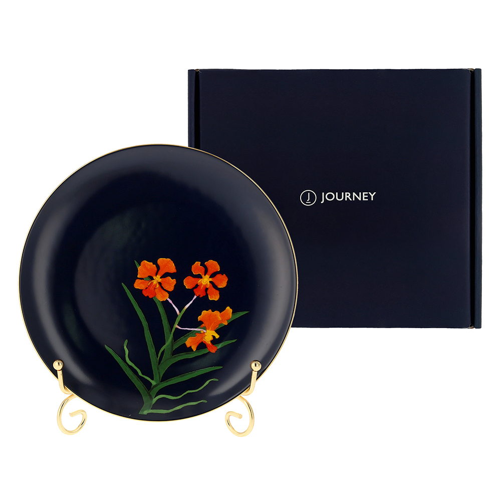 PAPILIONANDA ORCHID MIDNIGHT BLUE - BONE CHINA PLATE