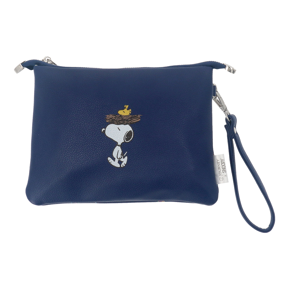 GALACTIC PLAYGROUND COLLECTION - SNOOPY & WOODSTOCK WRISTLET POUCH (NAVY BLUE)