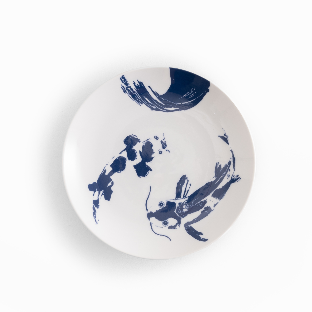 BLUE KOI PORCELAIN PLATE