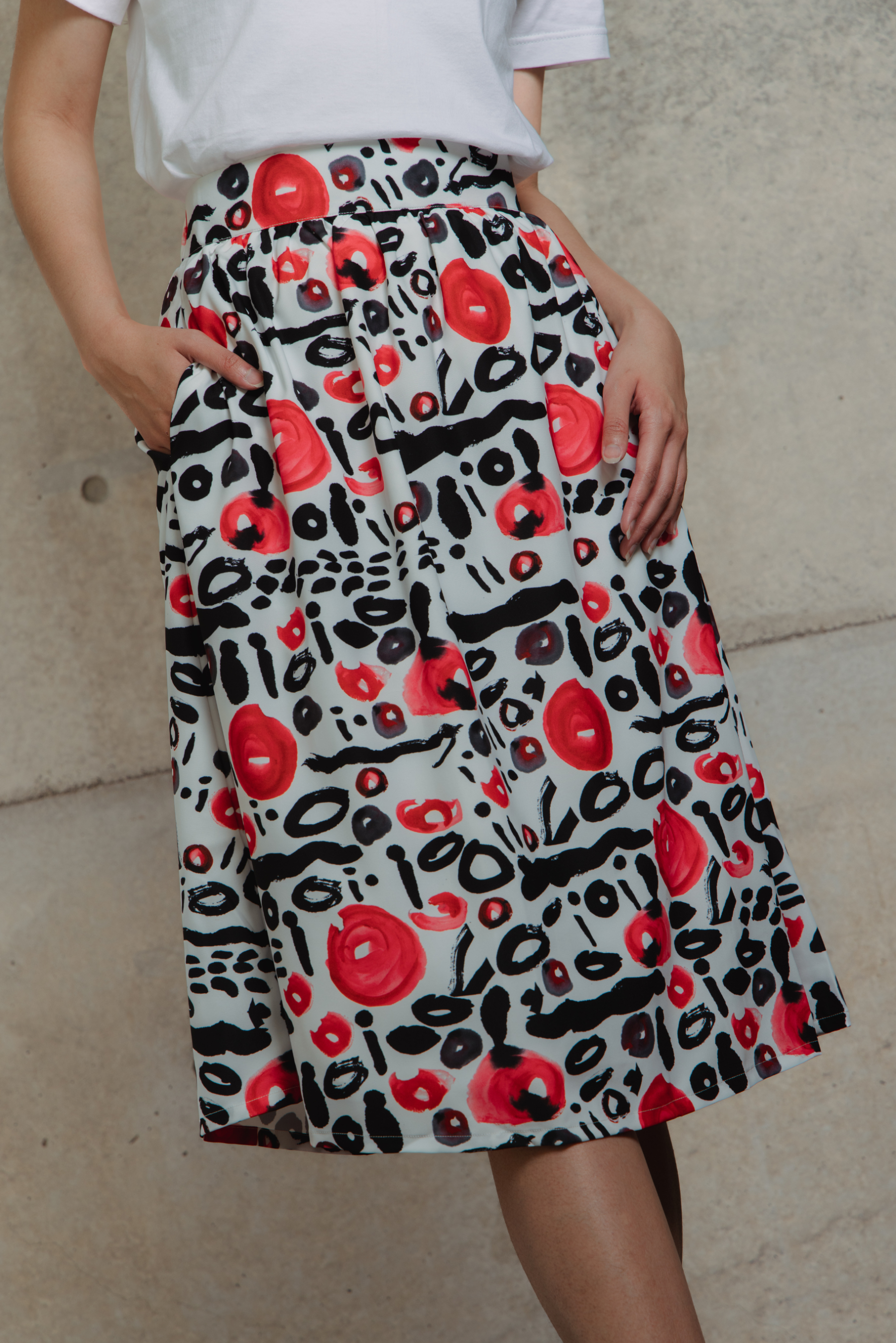 ORIENTAL SYMPHONY COLLECTION -  WHITE GATHERED SKIRT