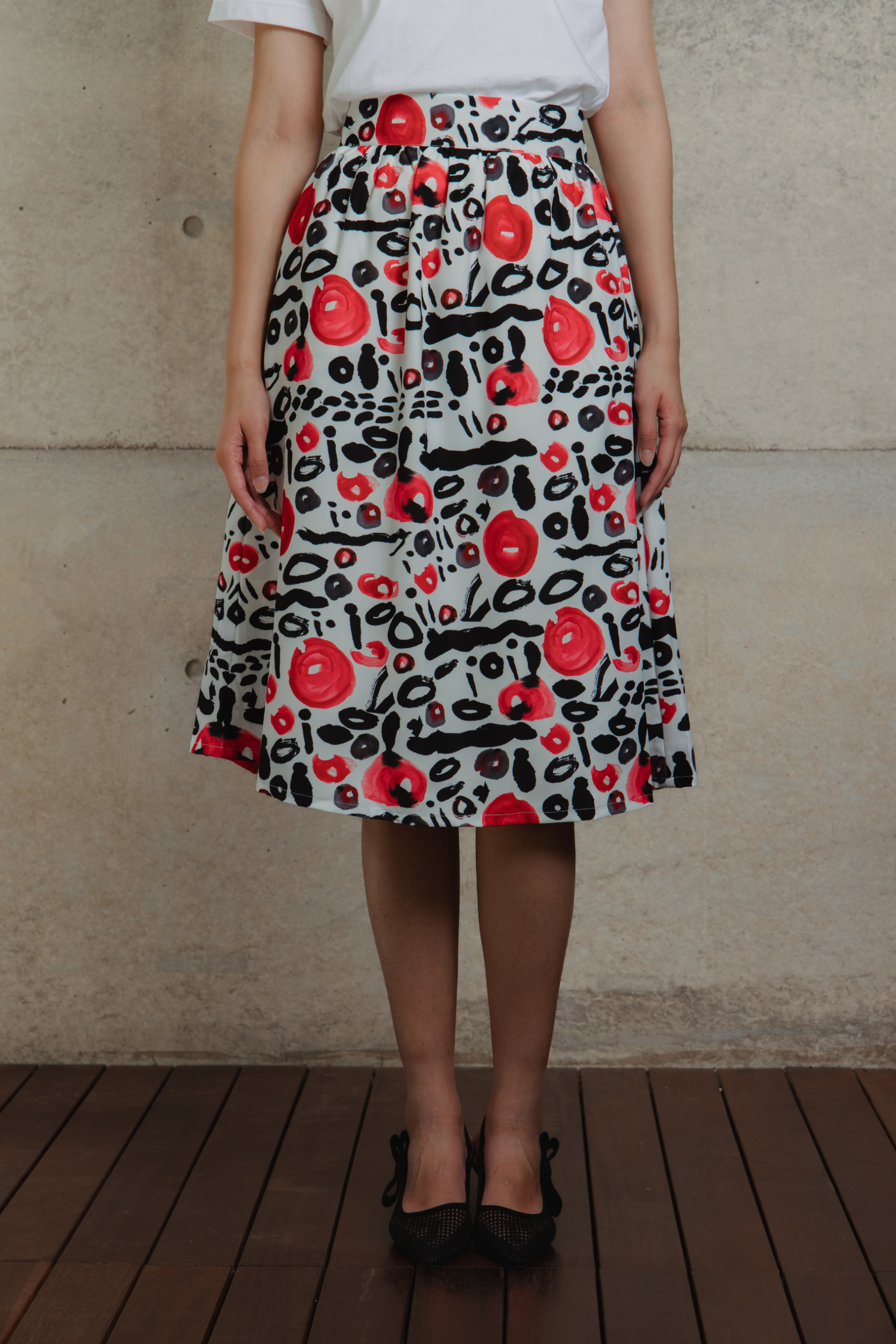 ORIENTAL SYMPHONY COLLECTION -  WHITE GATHERED SKIRT