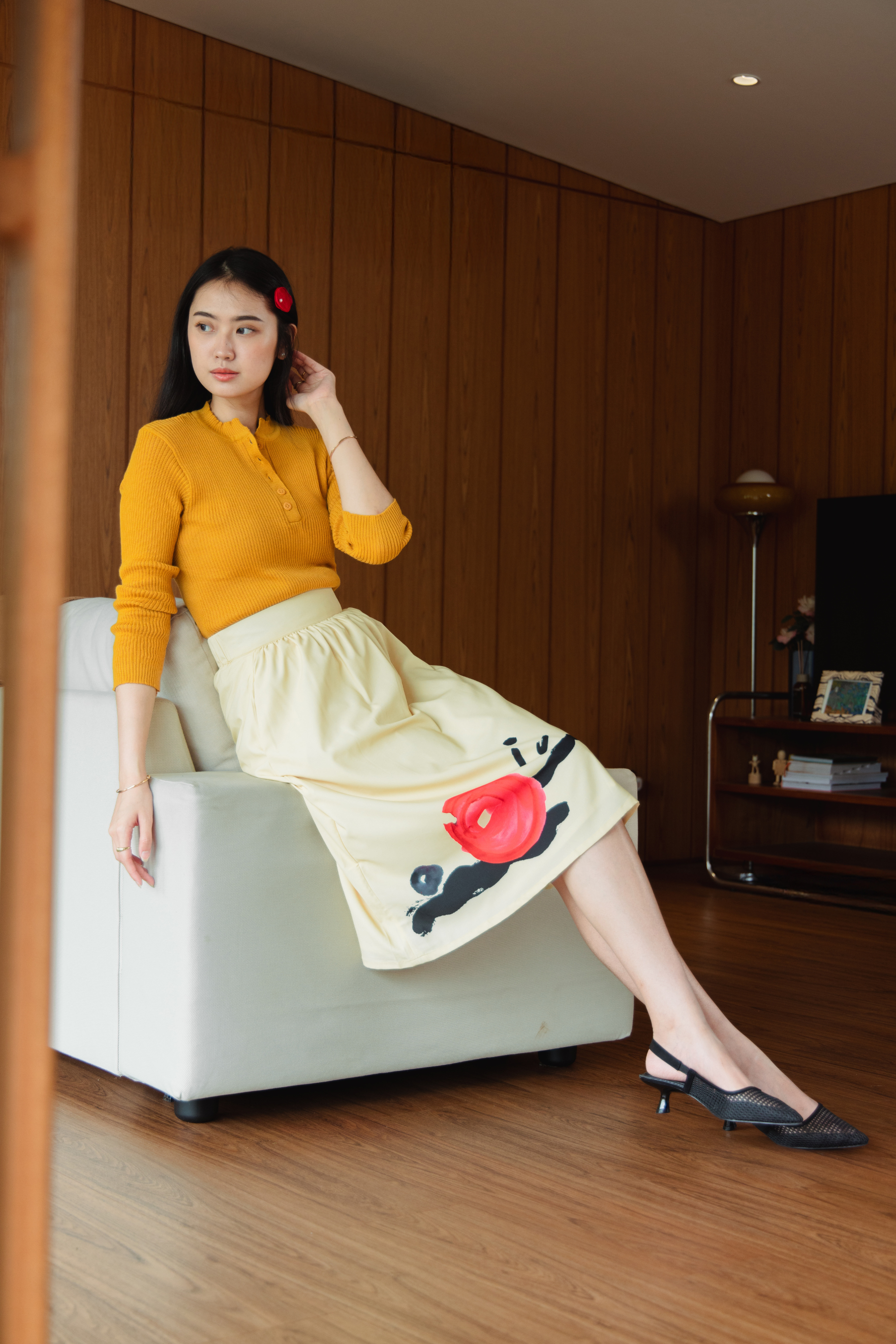 ORIENTAL SYMPHONY COLLECTION -  BEIGE GATHERED SKIRT