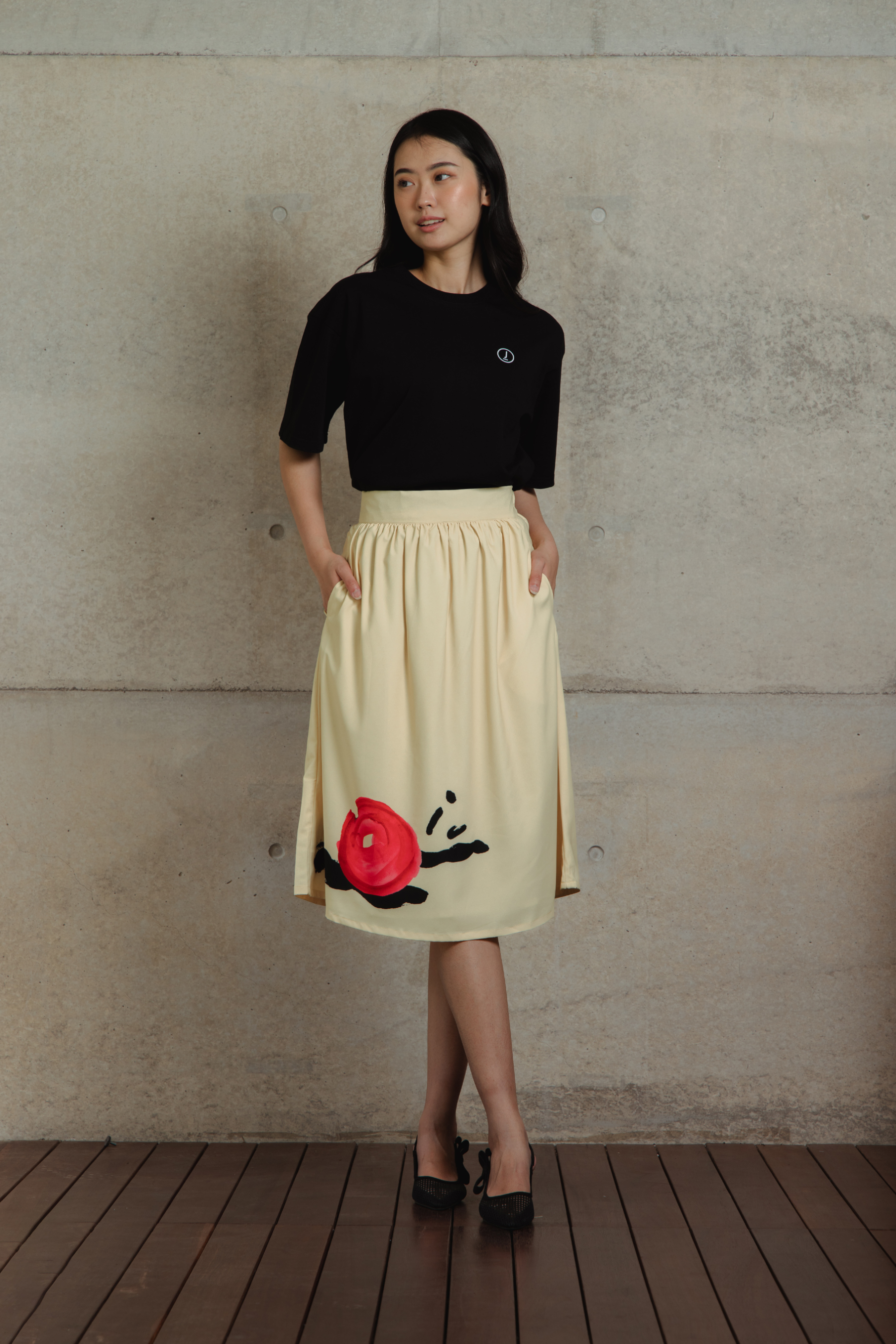 ORIENTAL SYMPHONY COLLECTION -  BEIGE GATHERED SKIRT