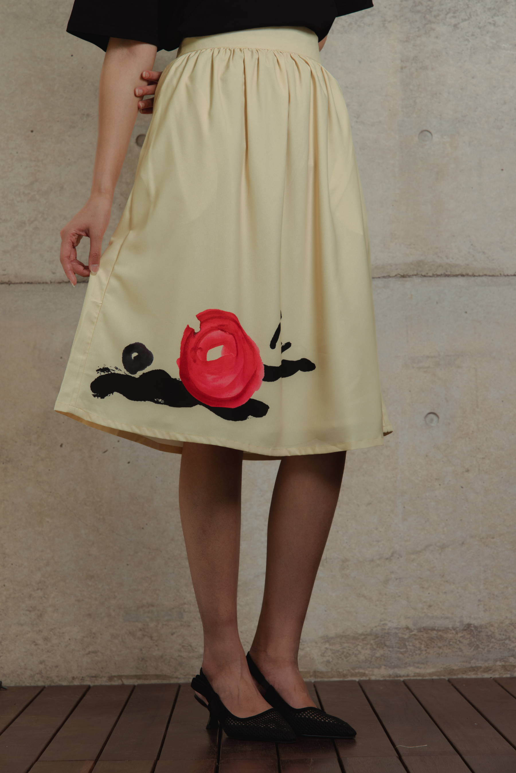 ORIENTAL SYMPHONY COLLECTION -  BEIGE GATHERED SKIRT