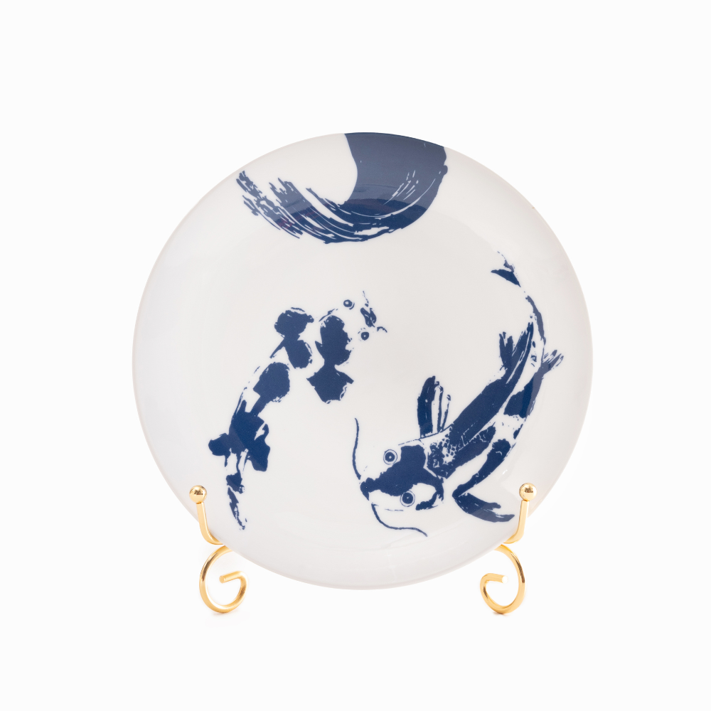 BLUE KOI PORCELAIN PLATE
