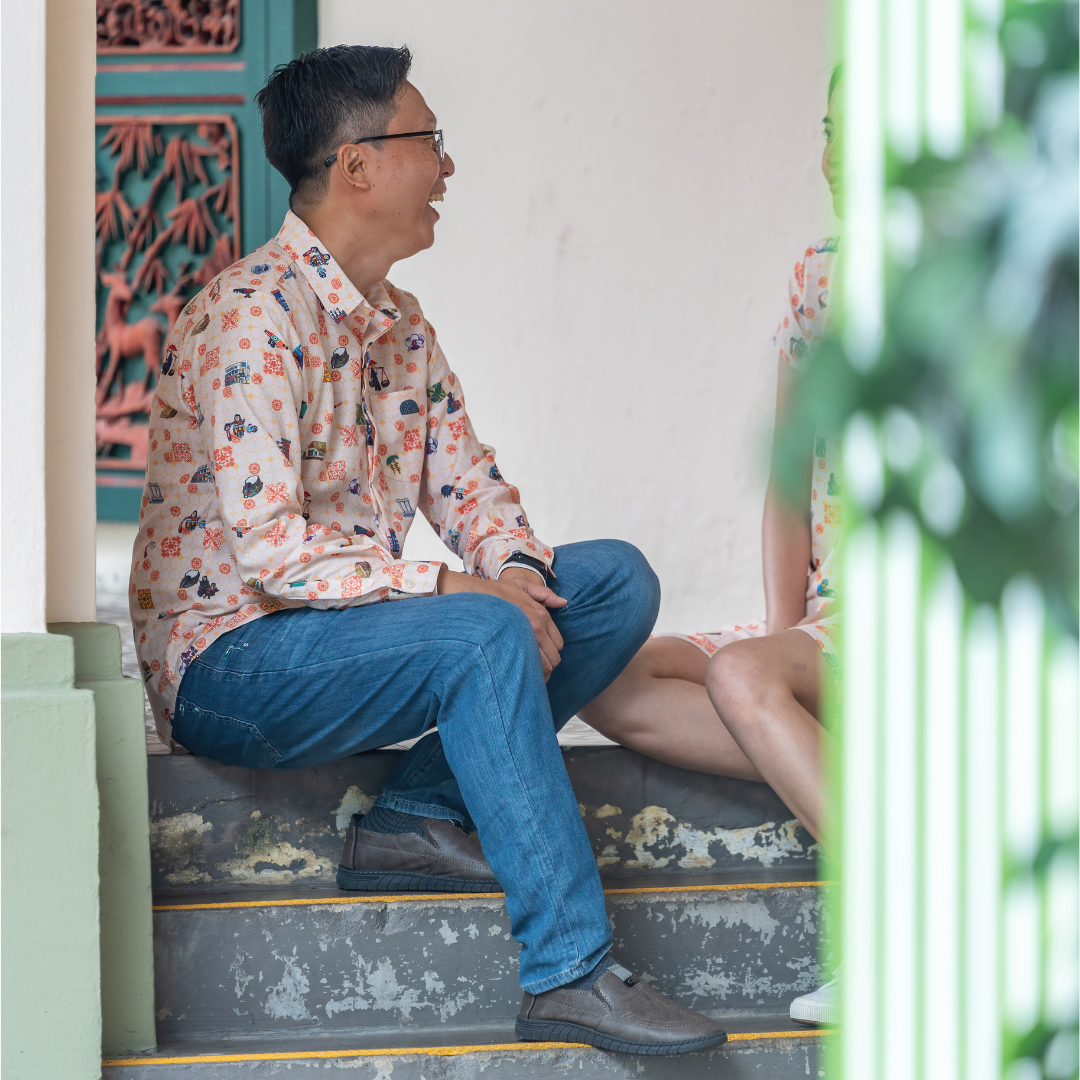 SG60 THREADS OF SINGAPORE COLLECTION - ORANGE LONG SLEEVE MEN'S SHIRT