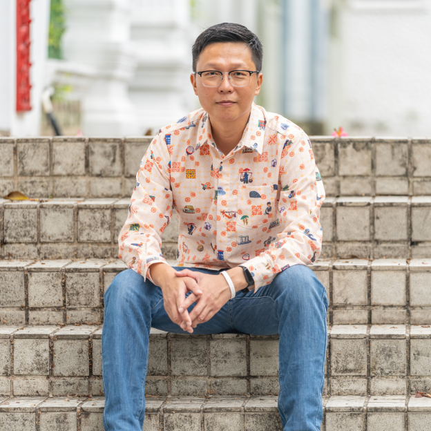 SG60 THREADS OF SINGAPORE COLLECTION - ORANGE LONG SLEEVE MEN'S SHIRT