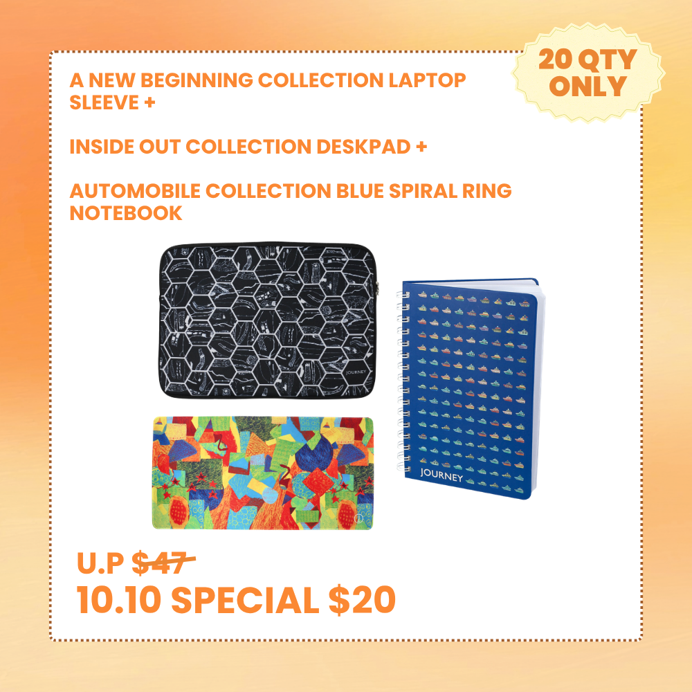 [10.10 FLASH SALE] A NEW BEGINNING COLLECTION LAPTOP SLEEVE + INSIDE OUT COLLECTION DESK PAD + AUTOMOBILE BLUE SPIRAL RING NOTEBOOK