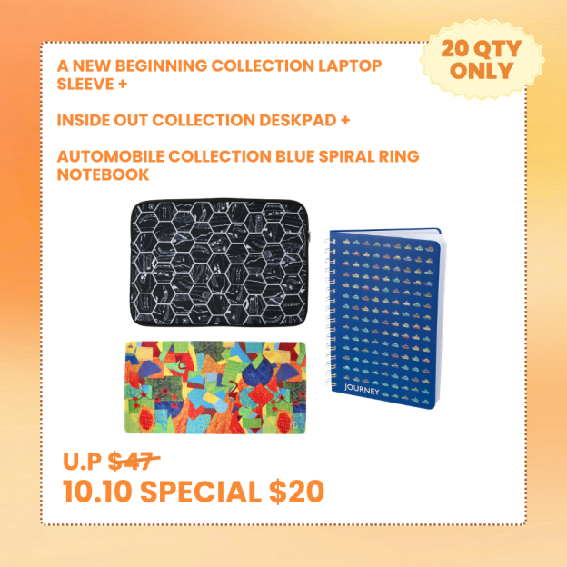 [10.10 FLASH SALE] A NEW BEGINNING COLLECTION LAPTOP SLEEVE + INSIDE OUT COLLECTION DESK PAD + AUTOMOBILE BLUE SPIRAL RING NOTEBOOK