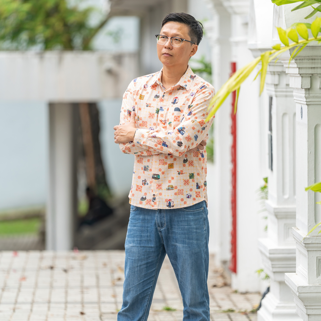 SG60 THREADS OF SINGAPORE COLLECTION - ORANGE LONG SLEEVE MEN'S SHIRT