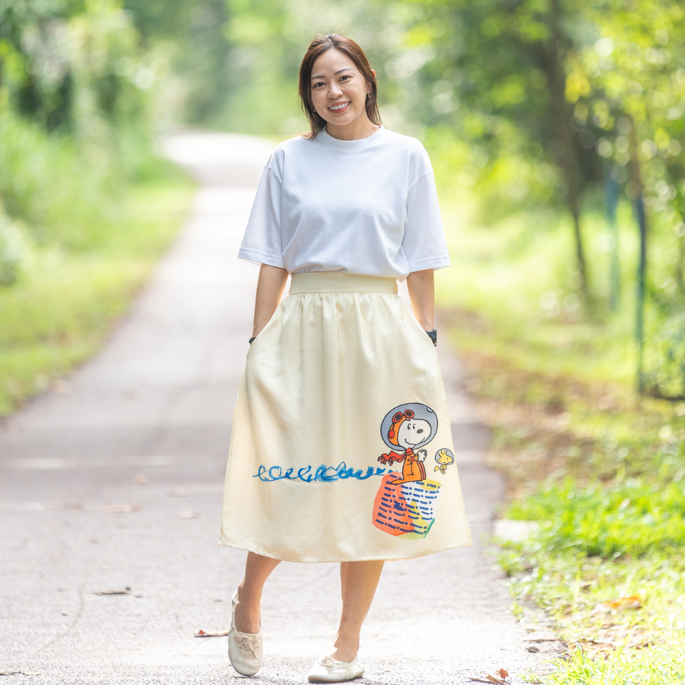 GALACTIC PLAYGROUND COLLECTION - SNOOPY & WOODSTOCK GATHERED SKIRT