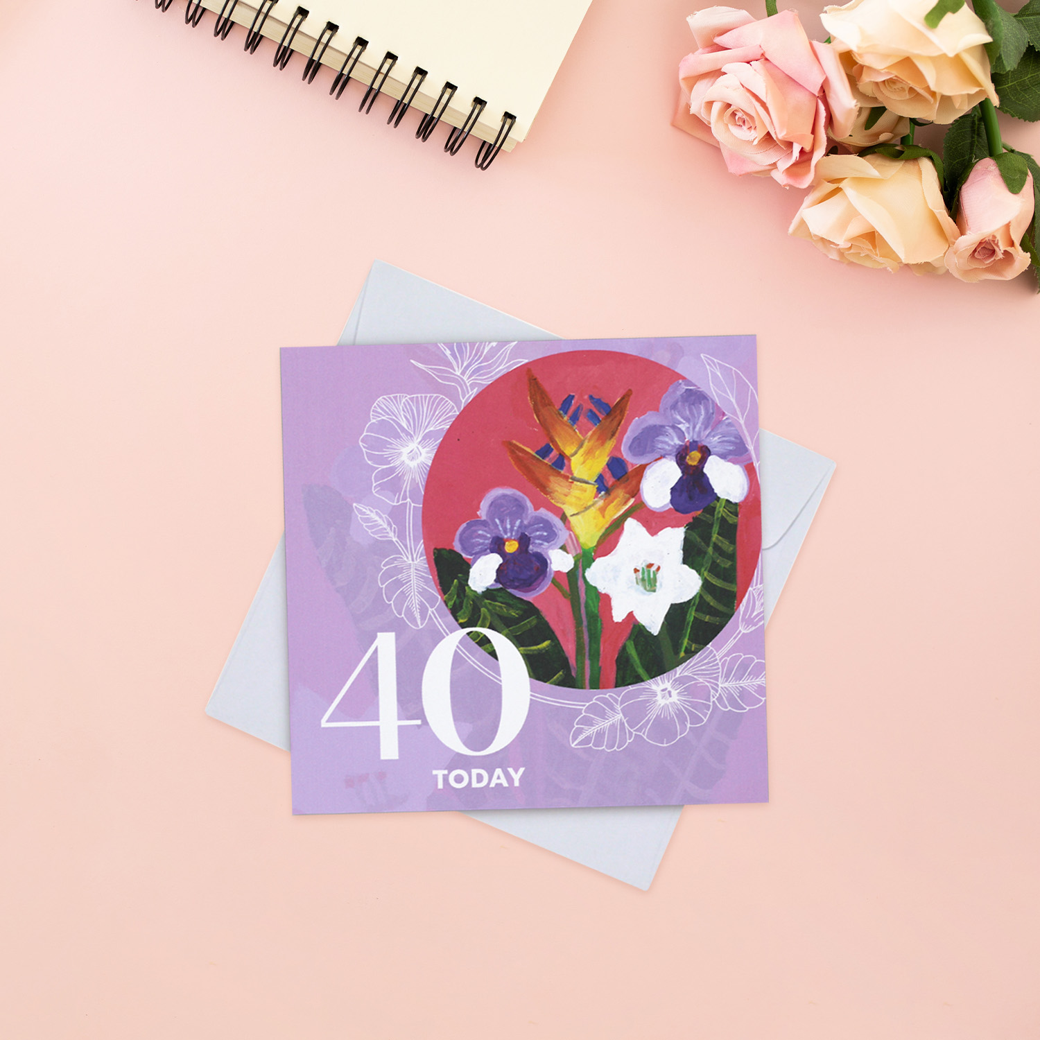 CARD - 40 TODAY (FLORAL BLOOMS)