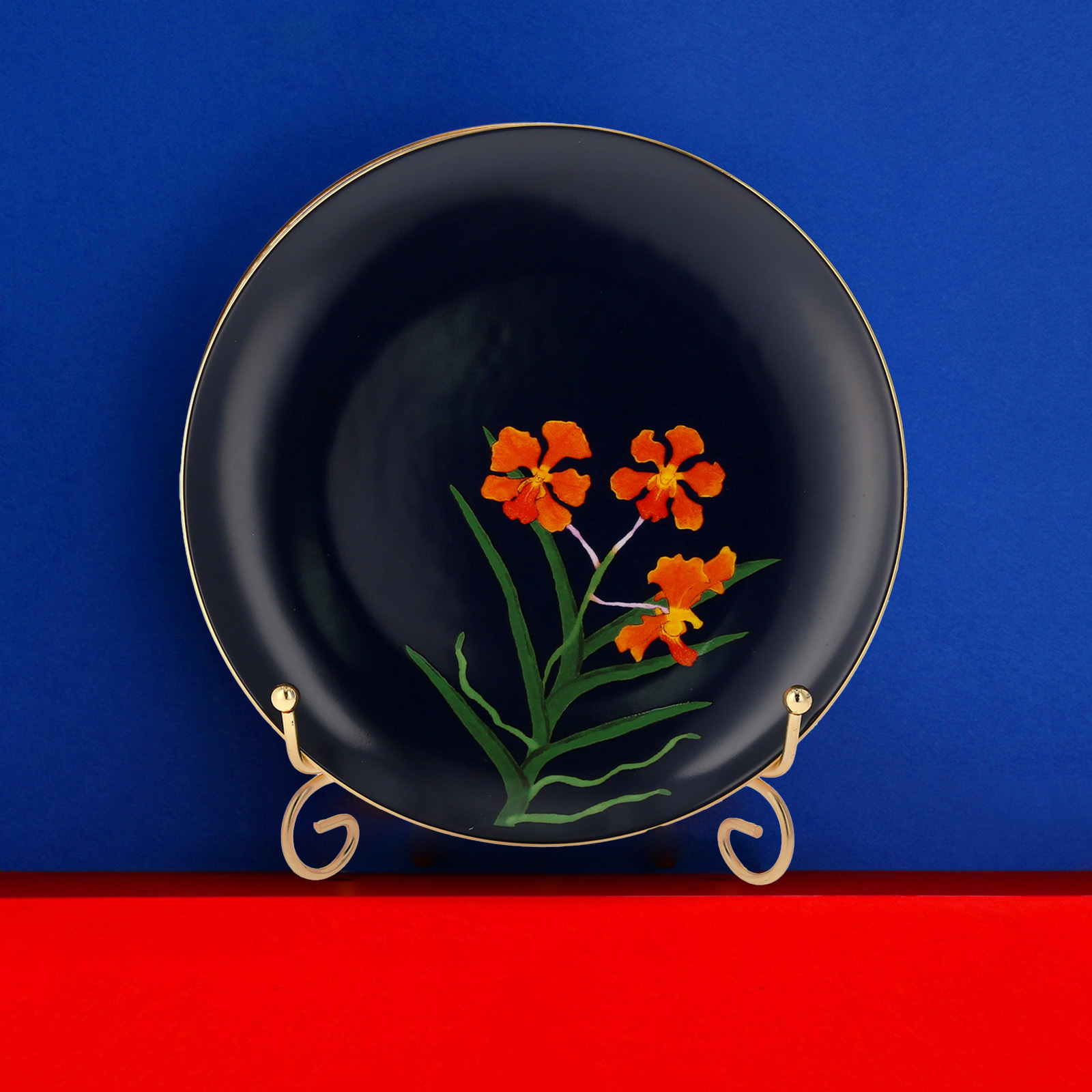 PAPILIONANDA ORCHID MIDNIGHT BLUE - BONE CHINA PLATE