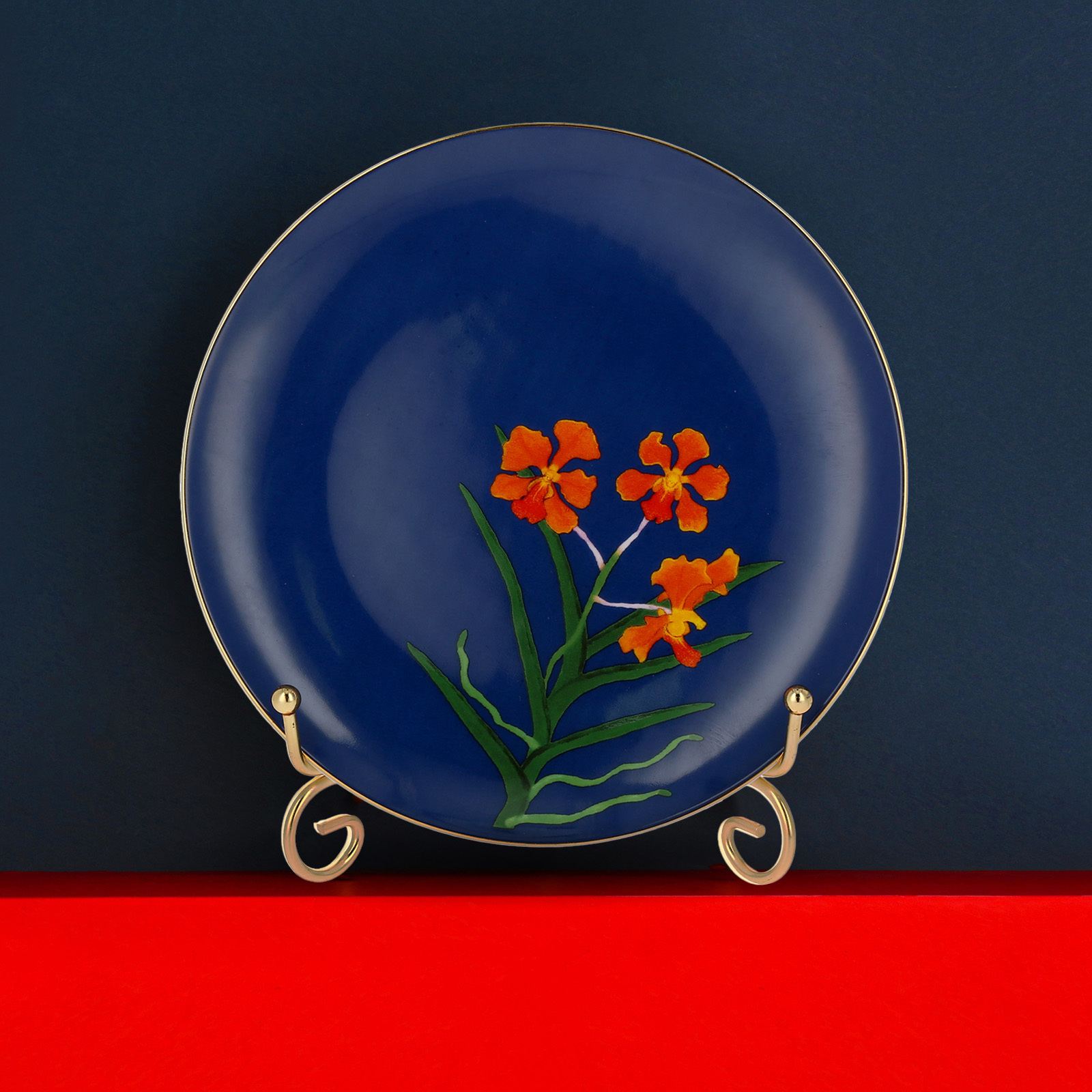 PAPILIONANDA ORCHID ROYAL BLUE - BONE CHINA PLATE