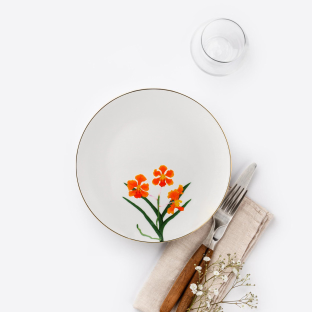 PAPILIONANDA ORCHID WHITE - BONE CHINA PLATE