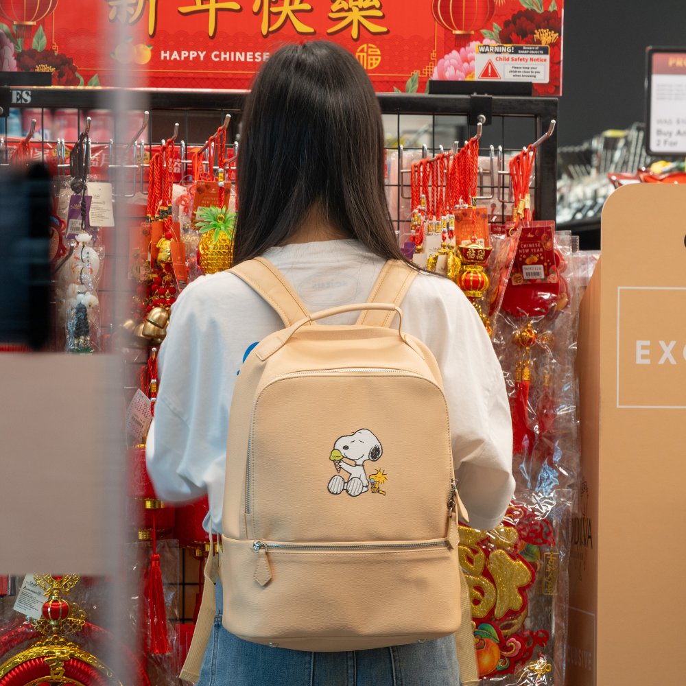 THE GALACTIC PLAYGROUND COLLECTION - SNOOPY & WOODSTOCK LARGE BACKPACK (LIGHT TAN)