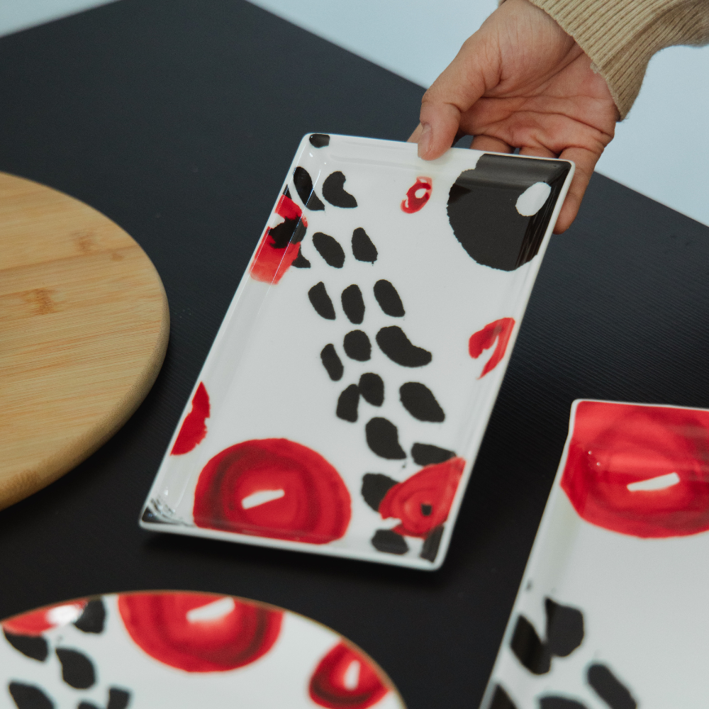 ORIENTAL SYMPHONY COLLECTION - 8"  RECTANGULAR BONE CHINA PLATE