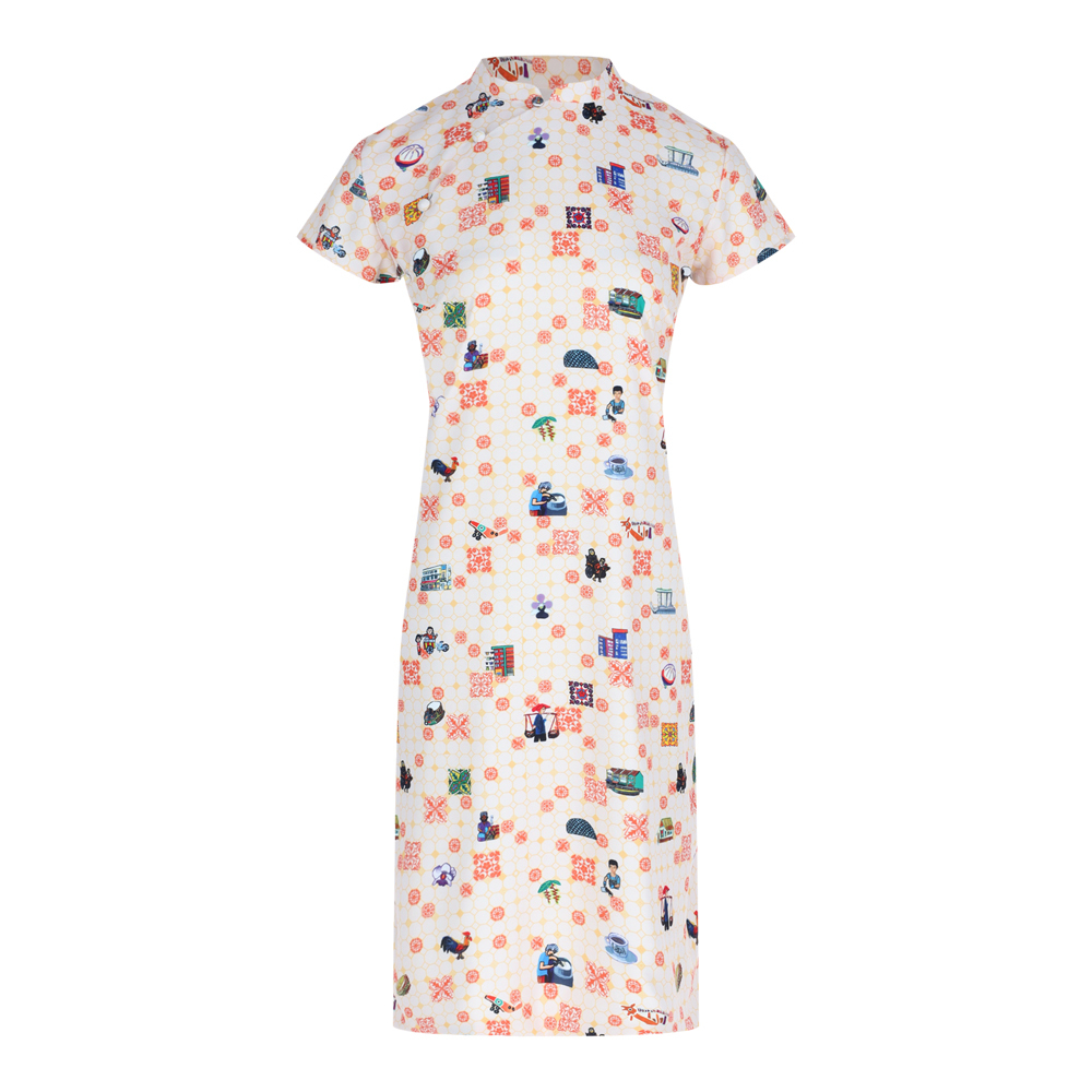 SG60 THREADS OF SINGAPORE COLLECTION - ORANGE CHEONGSAM DRESS