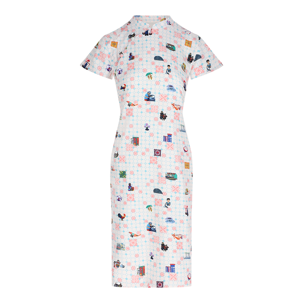 SG60 THREADS OF SINGAPORE COLLECTION - TEAL CHEONGSAM DRESS